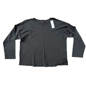 Eileen Fisher Cozy Organic Cotton Interlock Boxy Top Ash ( XL )